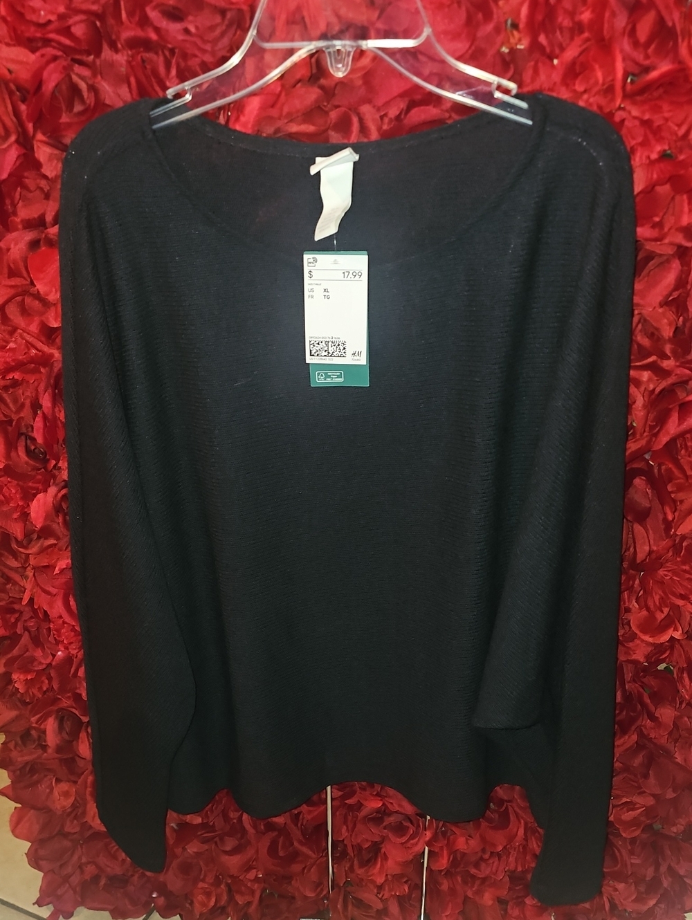 H&M NWT Navy Lightweight Scoop Neck Bat Sleeve Sweater Size Xlarge